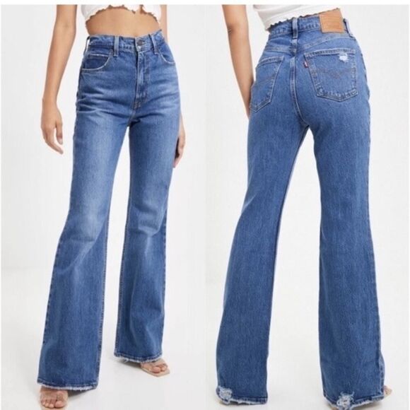 Levi's 70's High Rise Distressed Flare Jeans in Sonoma Step sz 26 - Picture 1 of 16